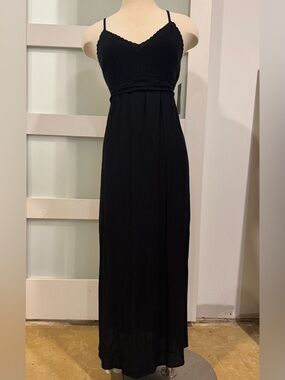 Black Maxi Dress with Crochet Top Detail - Women size Medium